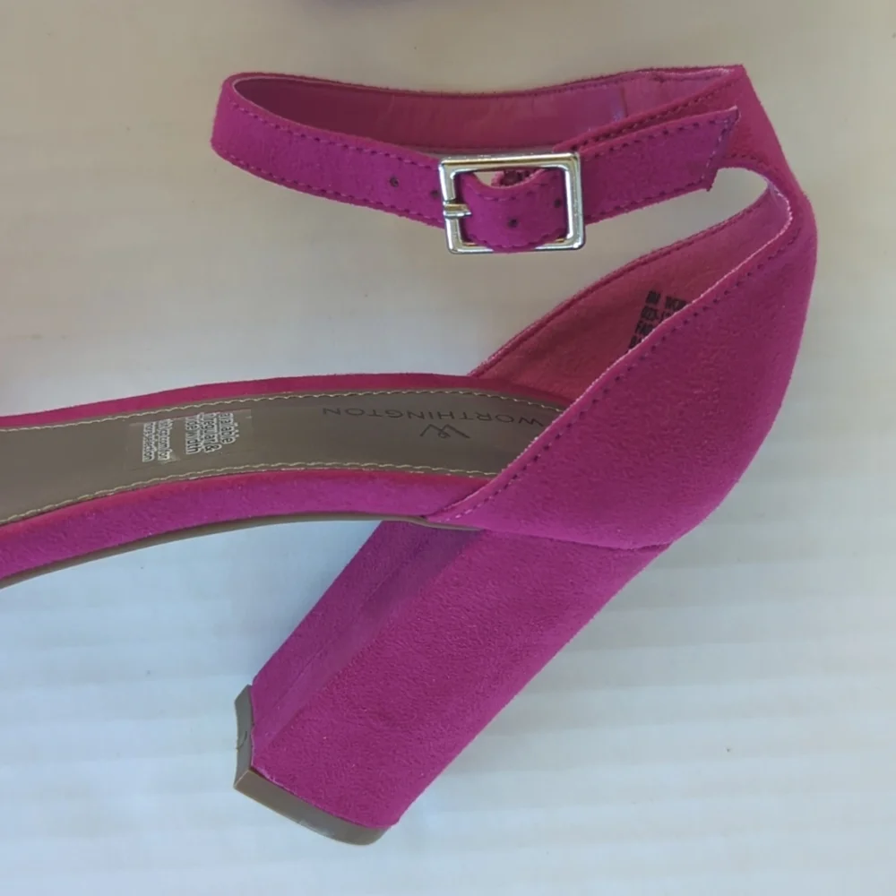 Worthington Beckwith Block Heel Open Toe Sandals 8 Fuchsia Pink - Picture 7 of 16